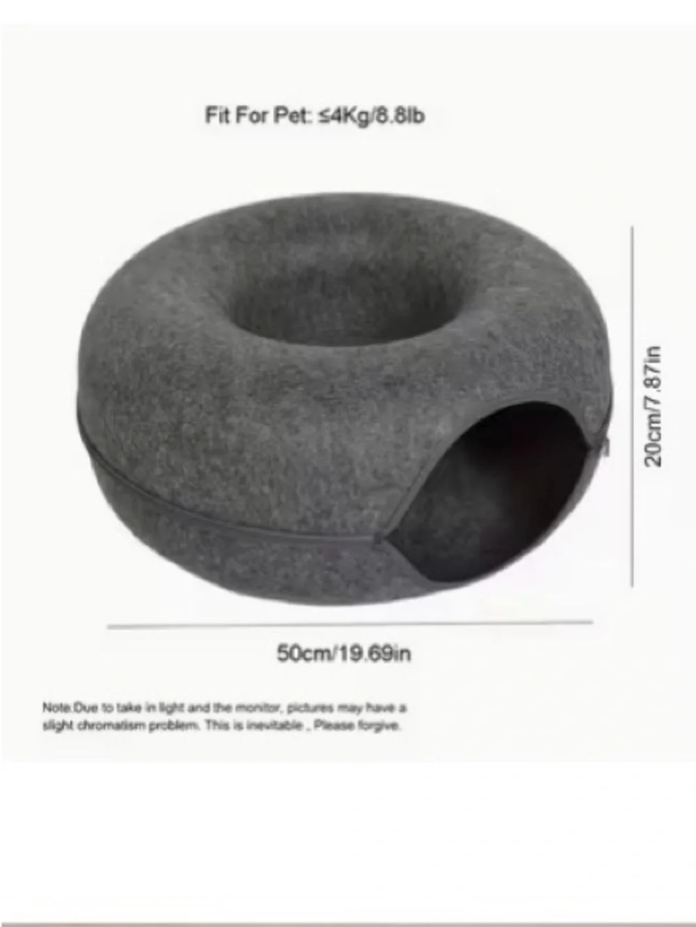 Cozy Gray Felt Donut Pet Bed - Comfortable Hideaway